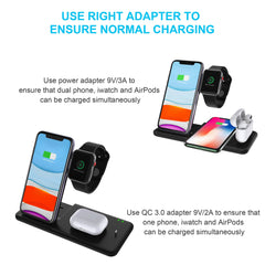 4-in-1 Wireless Charger Stand: iPhone 12, iWatch 6, AirPods Pro Dock Station