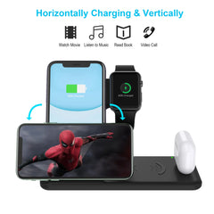 4-in-1 Wireless Charger Stand: iPhone 12, iWatch 6, AirPods Pro Dock Station